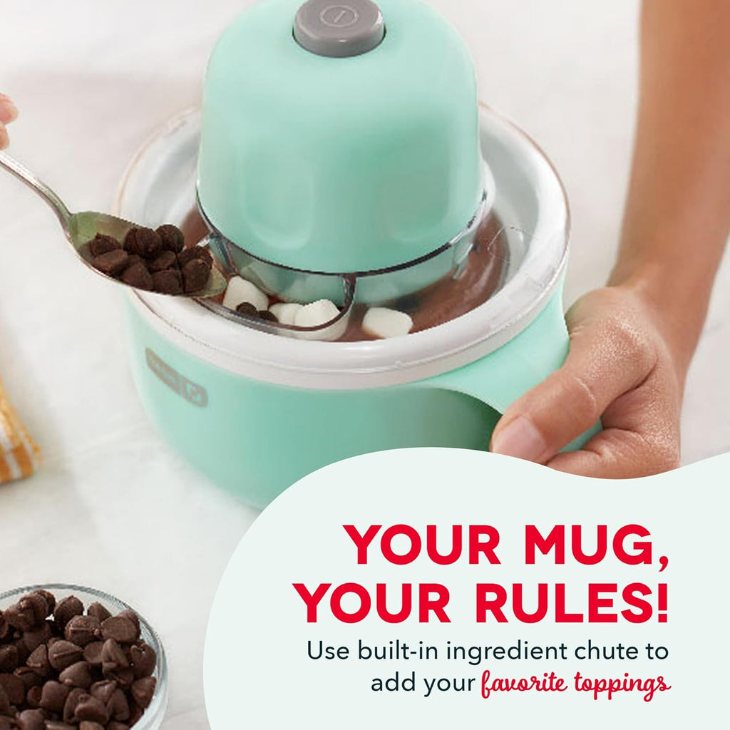 My Mug Ice Cream Maker - Makes Single Serving of Gelato, Frozen Yogurt, Sorbet & More - Easy to Clean & Use - Aqua, 2 Bowls