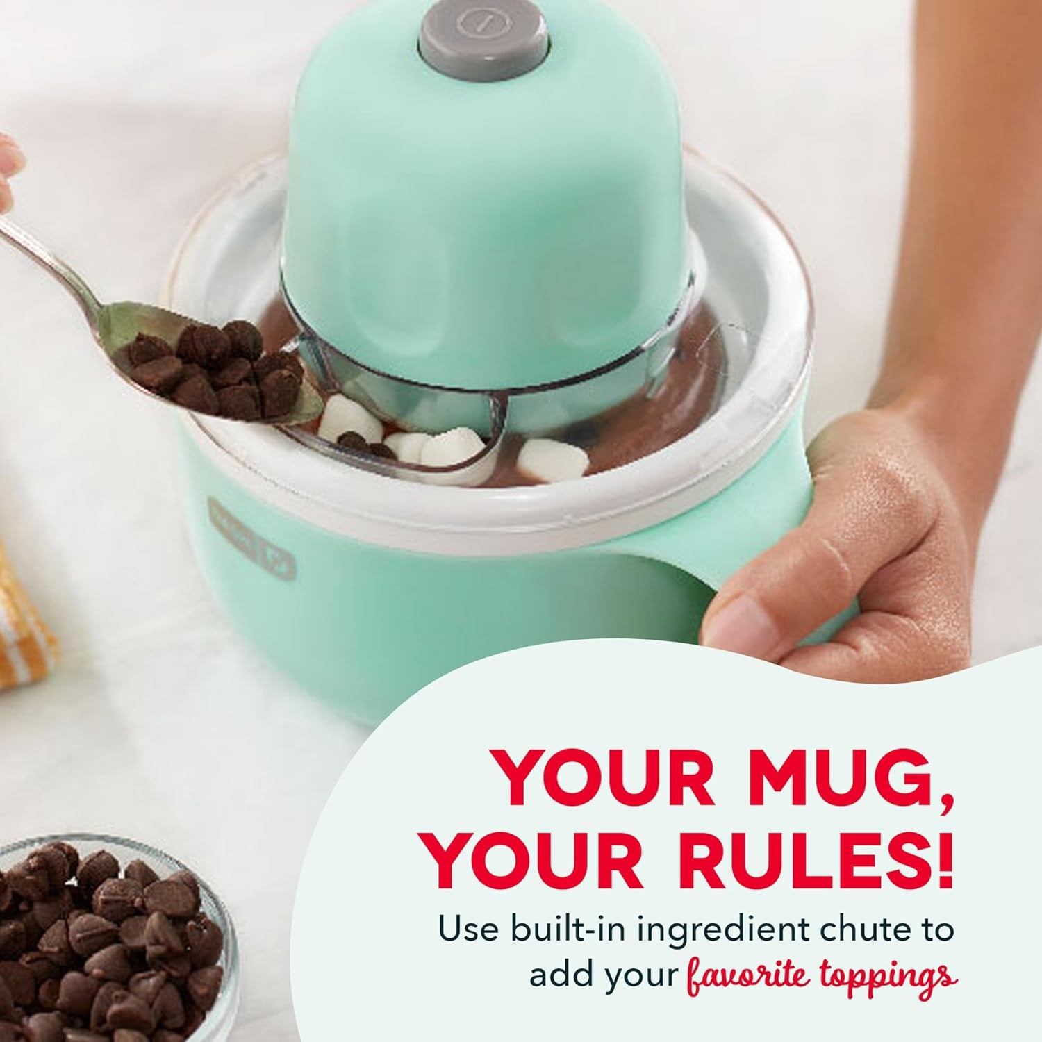 My Mug Ice Cream Maker - Makes Single Serving of Gelato, Frozen Yogurt, Sorbet & More - Easy to Clean & Use - Aqua, 2 Bowls