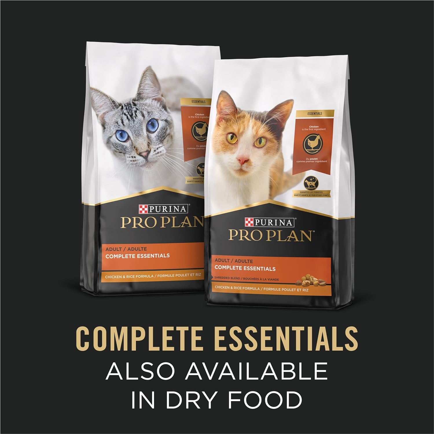 Purina Pro Plan Gravy, High Protein Wet Cat Food Variety Pack, Complete Essentials Chicken and Turkey Favorites - (Pack of 24) 3 Oz. Cans