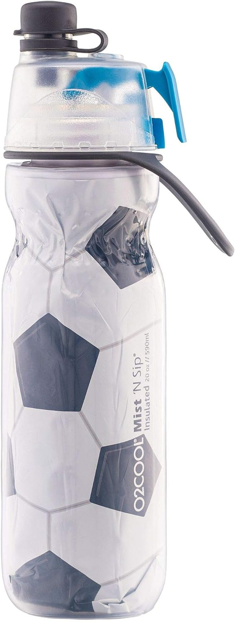 Mist 'N Sip Misting Water Bottle 2-In-1 Mist and Sip Function with No Leak Pull Top Spout Reusable Sports Water Bottle - 20 Oz (Soccer)