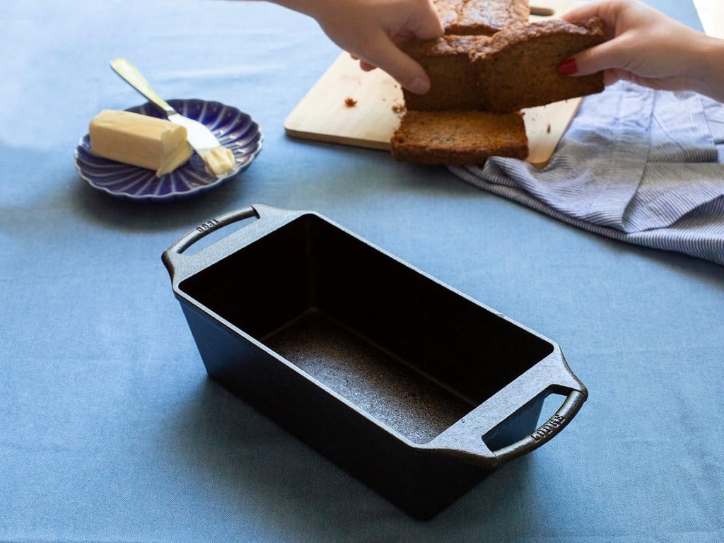Seasoned Cast Iron Loaf Pan 8.5 Inches - Pre-Seasoned Rectangular Cast Iron Bakeware- Even Browning Bread Pan with Easy-Release Finish - Pfas-Free Non-Toxic Cookware