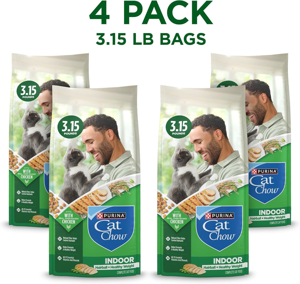 Indoor Healthy Weight and Hairball Dry Cat Food with Chicken - (Pack of 4) 3.15 Lb. Bags