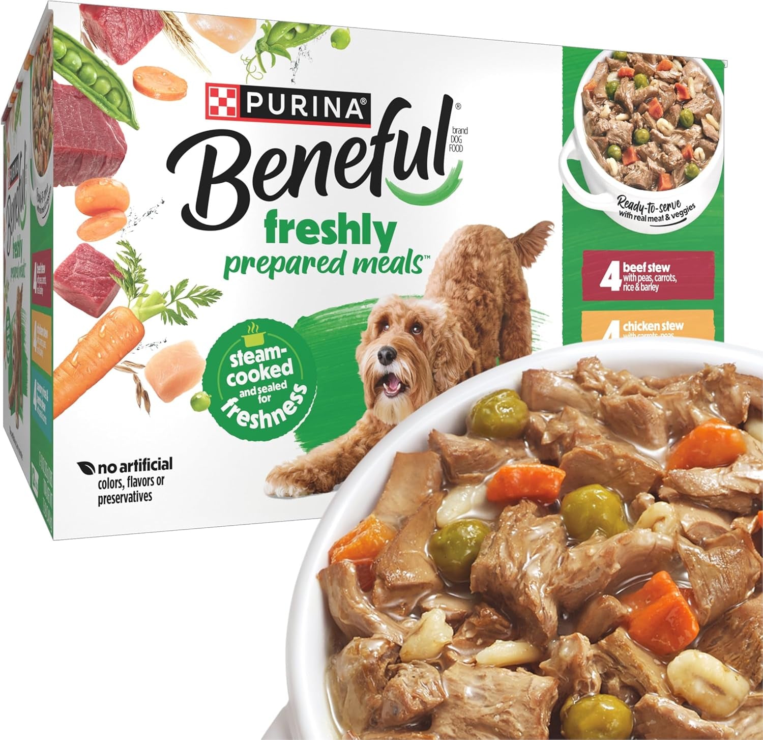 Purina  Gravy Wet Dog Food Variety Pack, Prepared Meals Stew - (12) 10 Oz. Tubs