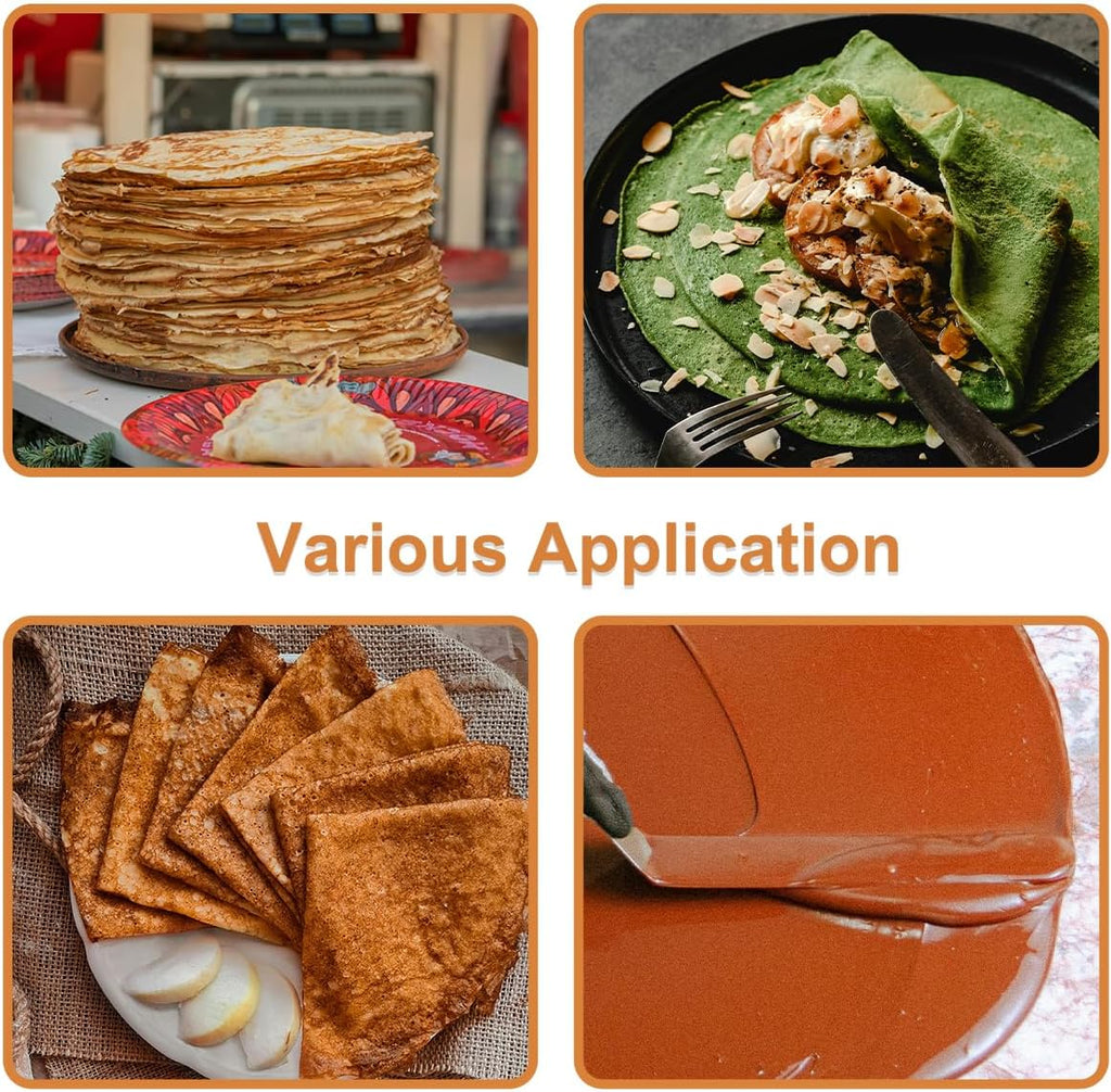 Crepe Spreader and Spatula Kit, Metal Handle Curved Offset Spacula 12", Stainless Steel 7" & 5" T-Shaped Batter Spreaders, Pancake Tool, Crepes Turner Sticks Fit Any Crepe Pan Maker, Pack of 3