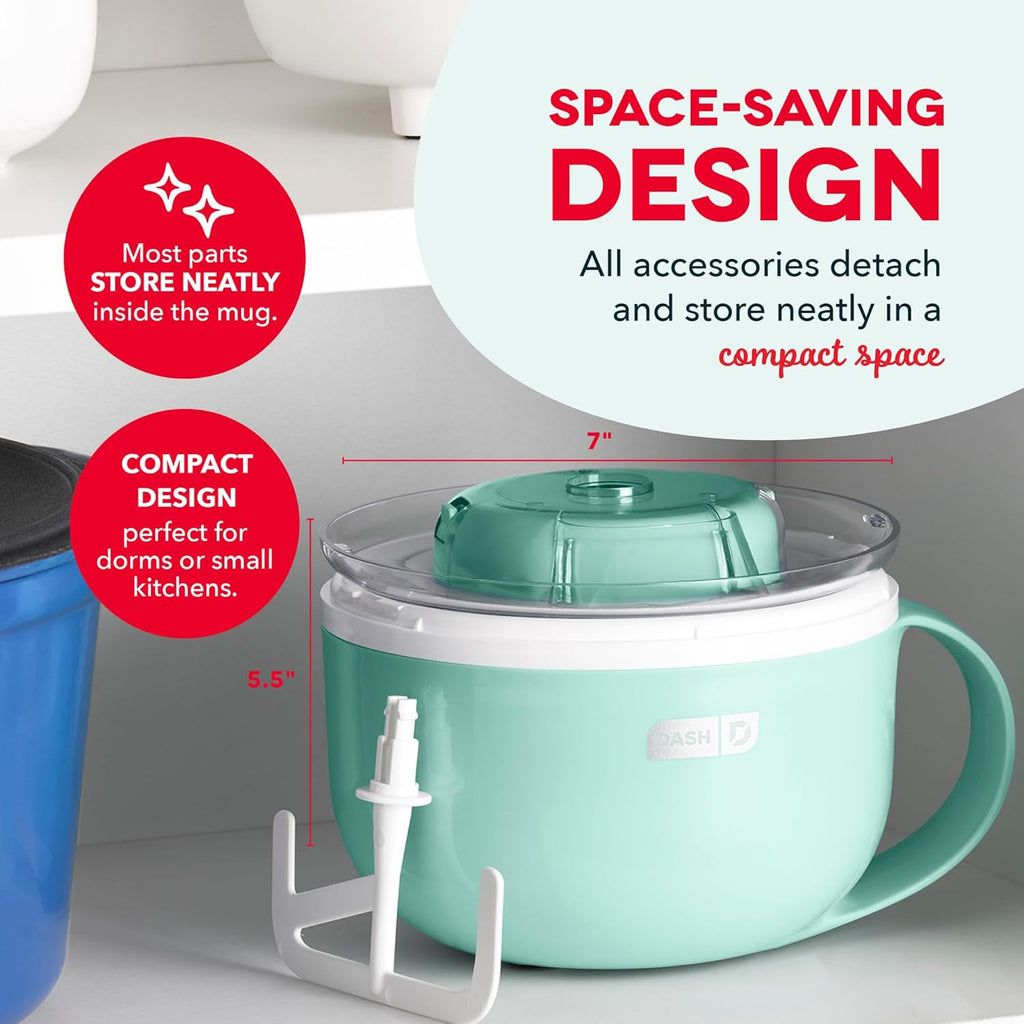 My Mug Ice Cream Maker - Makes Single Serving of Gelato, Frozen Yogurt, Sorbet & More - Easy to Clean & Use - Aqua, 2 Bowls