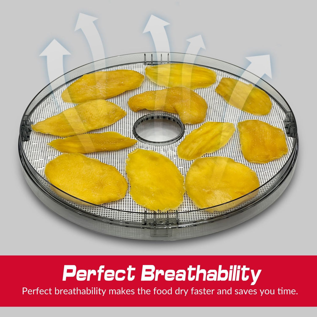 round Silicone Dehydrator Sheets for Elite Gourmet, Non-Stick BPA Free, Pack of 5 (Premium Reusable Food Dehydrator Mesh Mats)