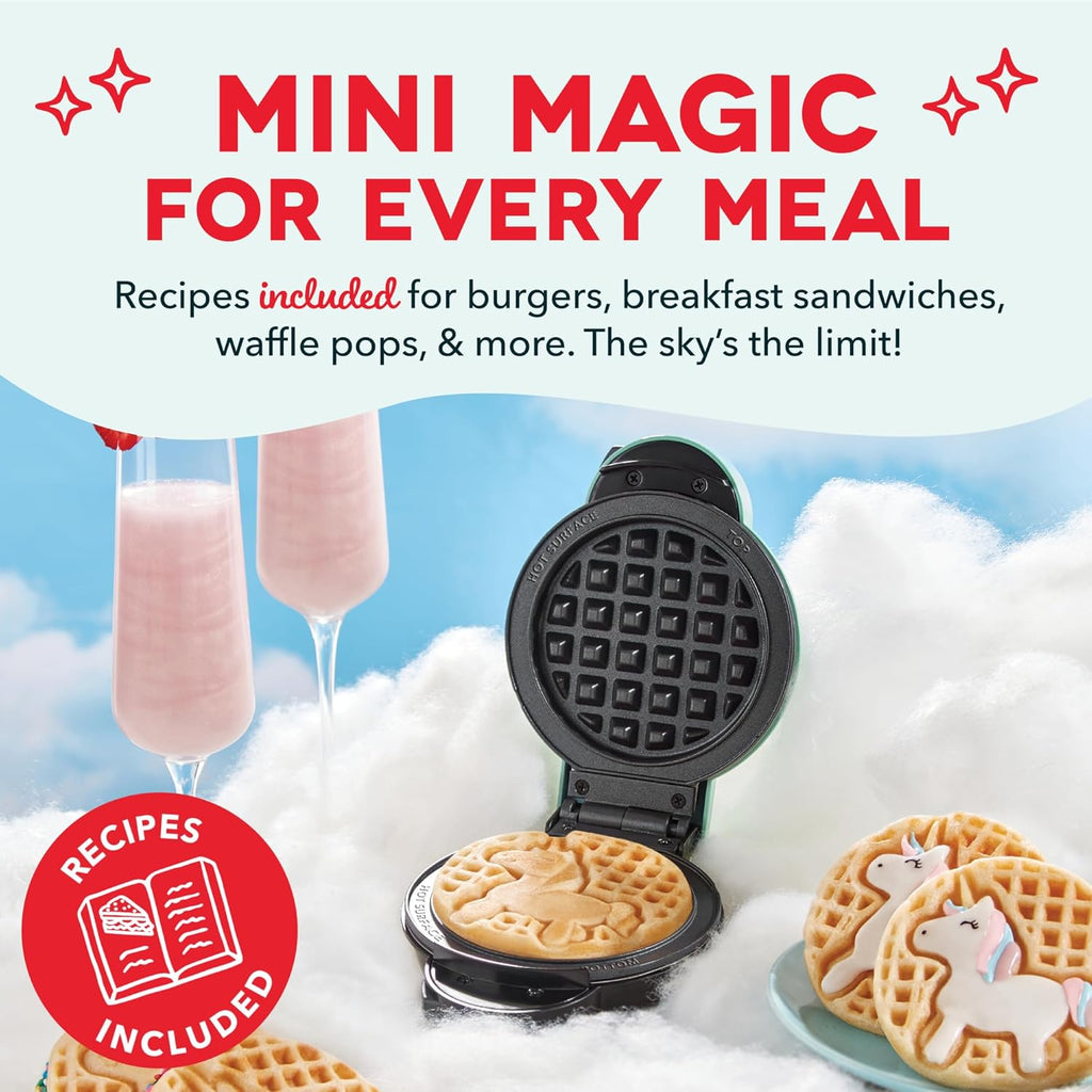 Multimaker® Mini System - Compact Waffle Maker for Family Breakfasts - Removable Griddle Plates & Nonstick Surface - 6 Plates - Aqua