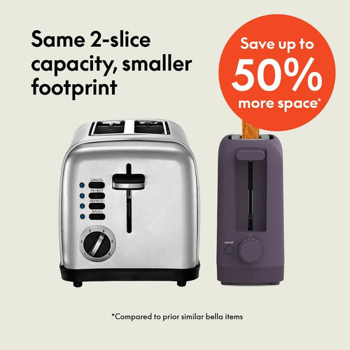 2 Slice Slim Toaster, Fits-Anywhere™ Kitchenware, 6 Setting Shade Control with Reheat & Cancel Buttons, Fits Sourdough, 10” Long Slot, anti Jam & Auto Shutoff, 900 Watt, Plum
