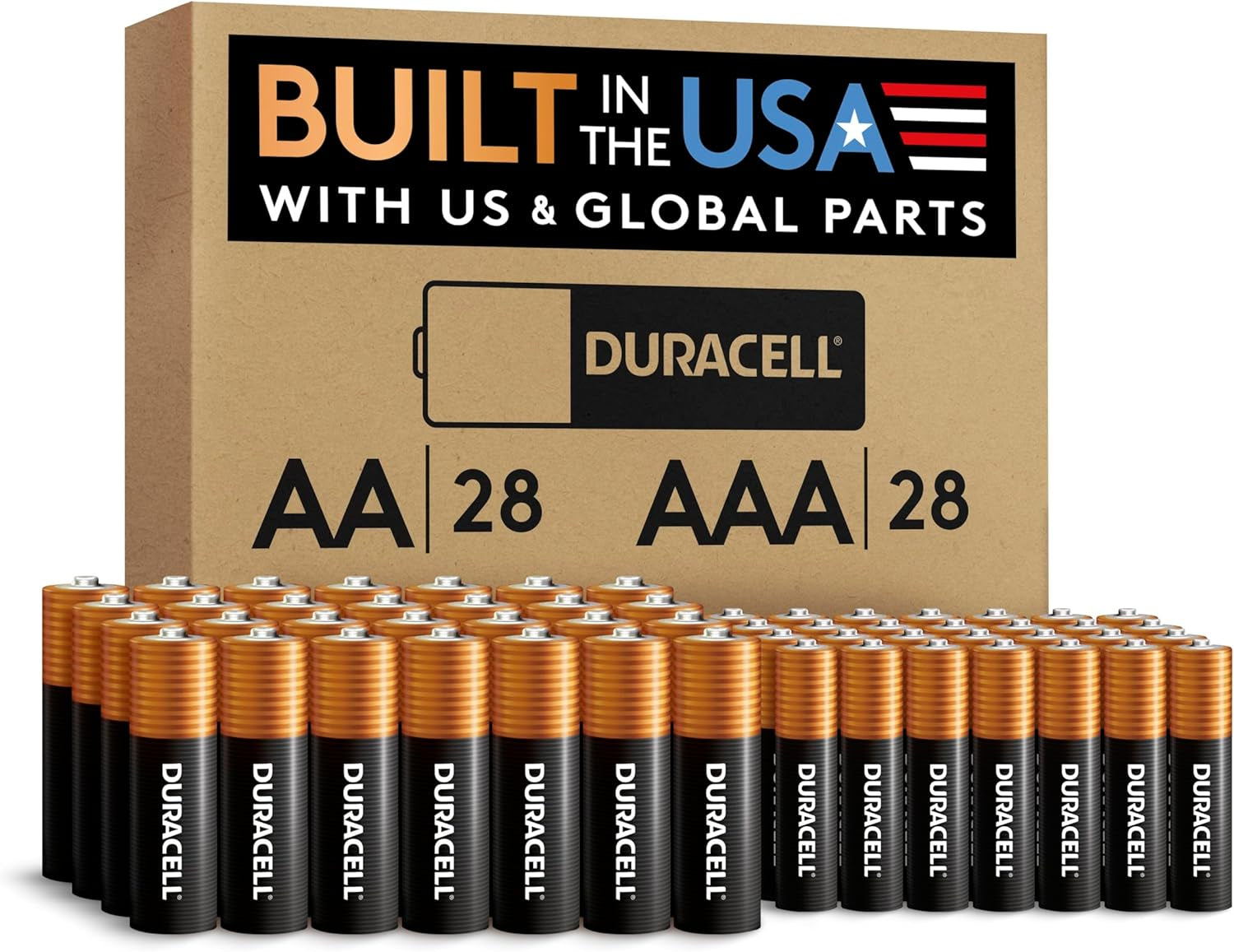 Coppertop AA + AAA Batteries, 56 Count (Pack of 1), Re-Closable for Quick Access and Organized Storage, Includes 28 Double a and 28 Triple a Batteries