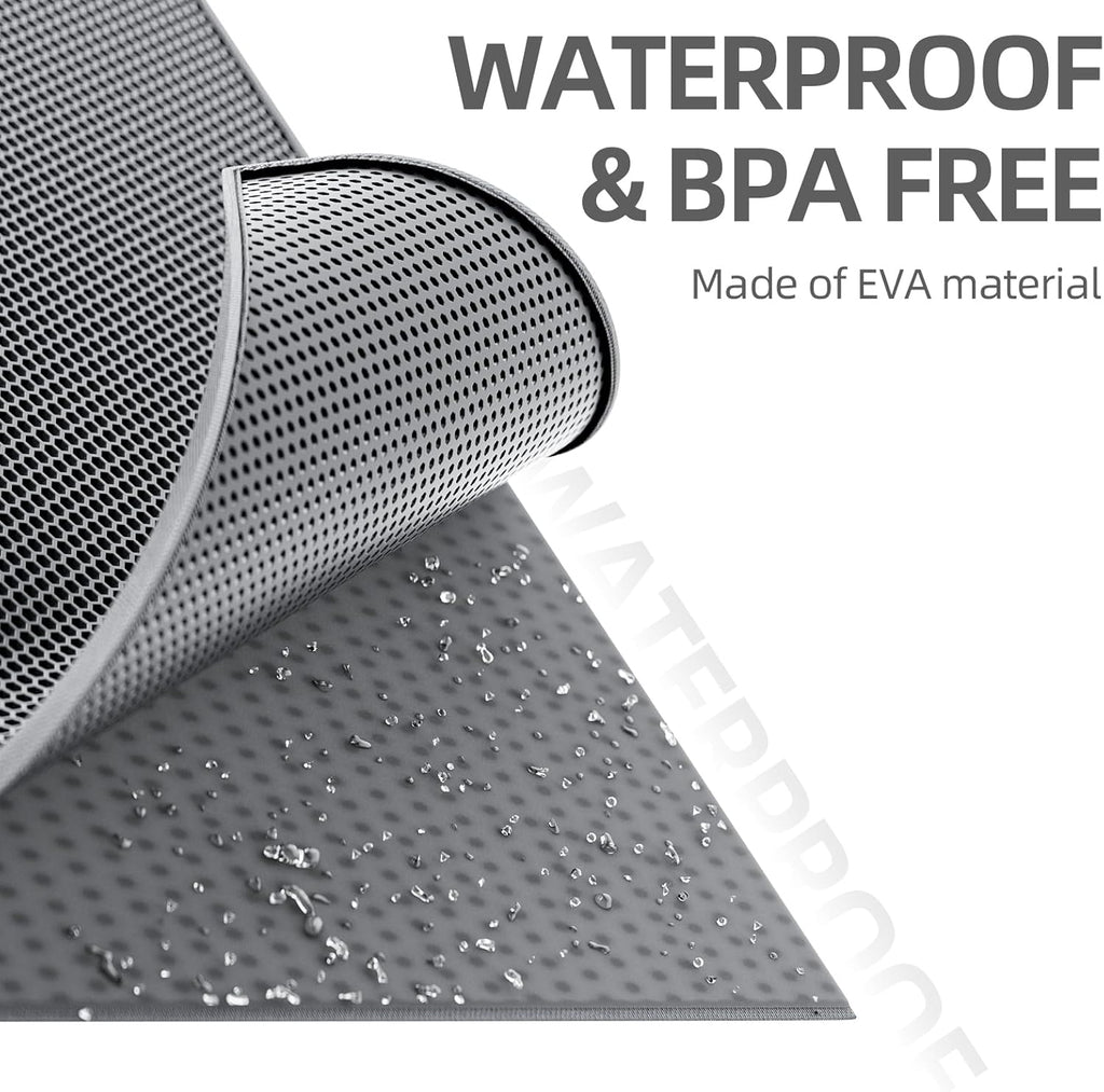 Cat Litter Mat, Cat Litter Trapping Mat, Honeycomb Double Layer Design, Easy to Clean,Washable (24’’ X 15’’ Gray