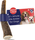 . Elk Antlers for Dogs, Natural Dog Chew for Aggressive Chewers - Long Lasting and Odor Free - USA Sourced - Cleaner Teeth, Anxiety & Boredom Relief - Whole Medium 5"+ - Antler Bone