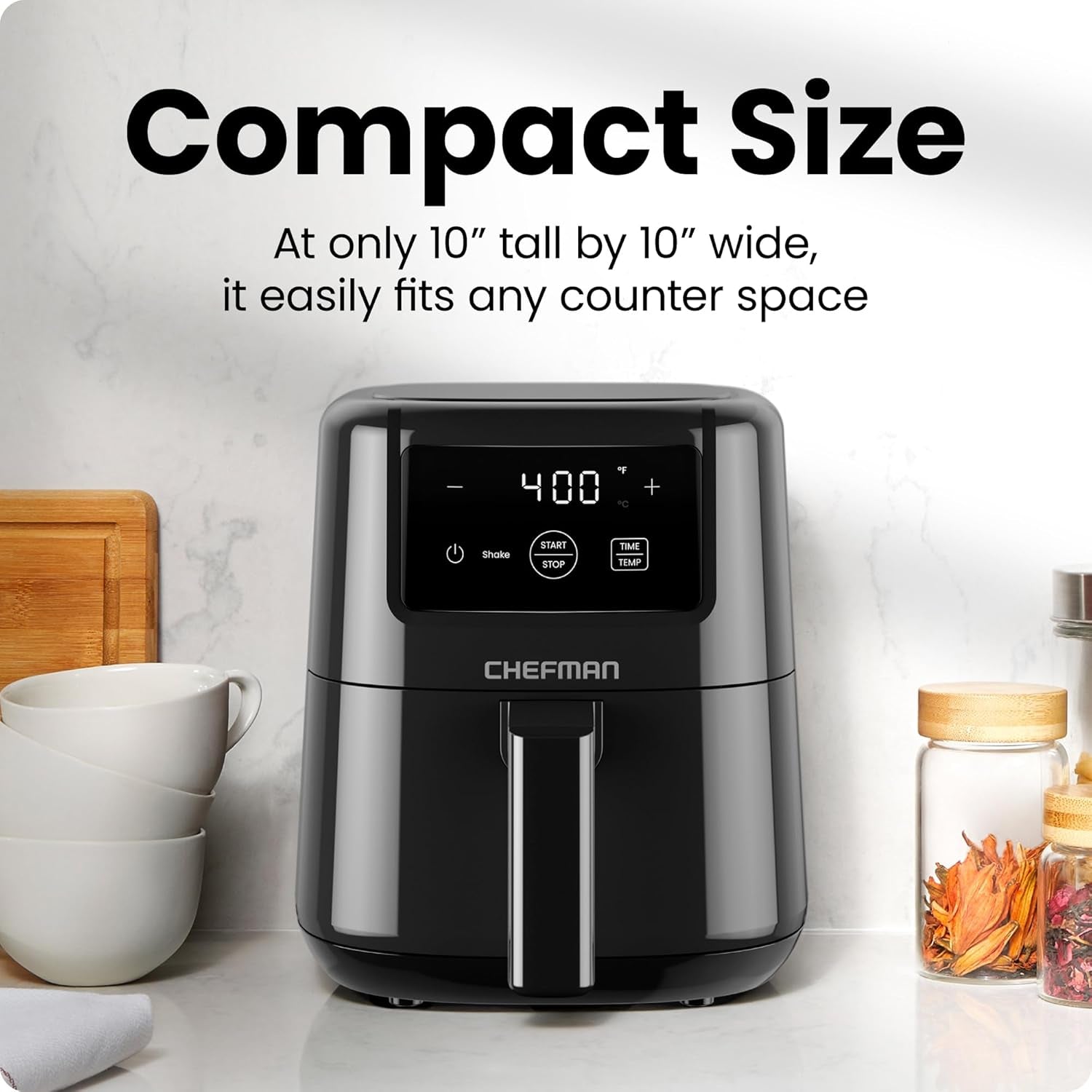 2 Qt Mini Air Fryer – Digital Space-Saving Compact Air Fryer with Nonstick and Dishwasher Safe Basket, Quick & Easy Meals in Minutes, Features Digital Timer and Shake Reminder – Black