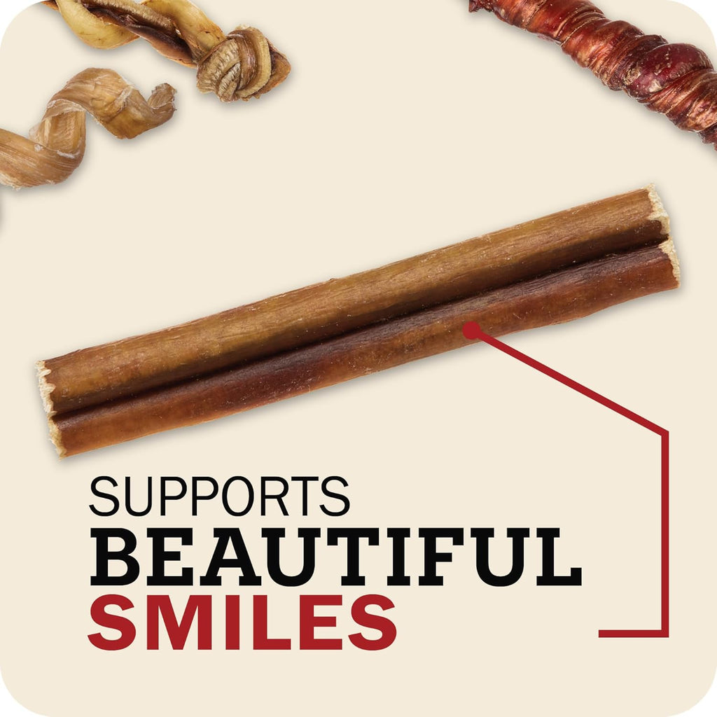 All Natural 5"-8" Braided Bully Sticks for Small & Large Dogs - Healthy Long Lasting Beef Chews Variety Party Pack - Single Ingredient Low Odor Rawhide Free - 8 Oz Bag