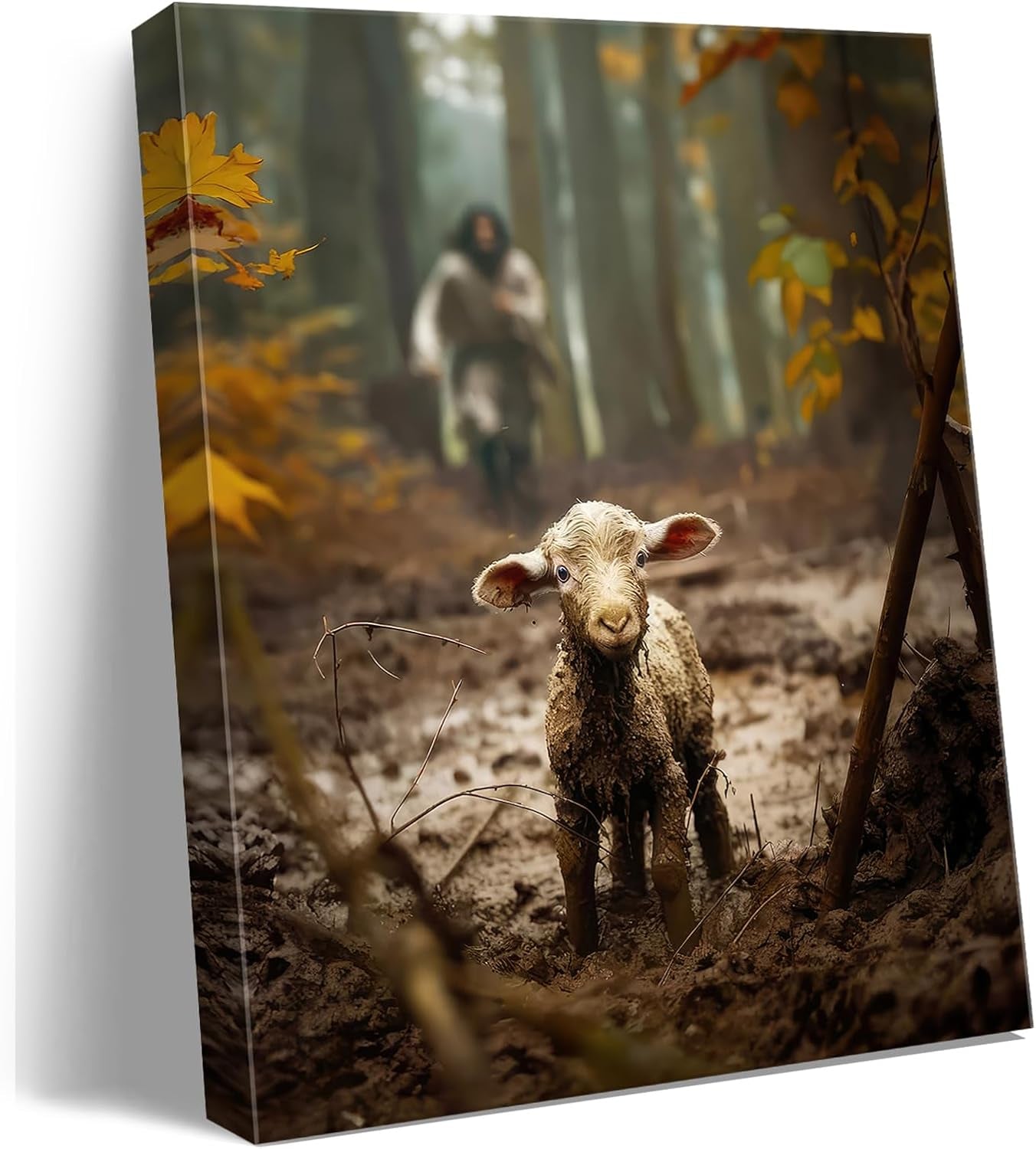 Religious Wall Decor for Prayer Room Christian Wall Art for Christmas Decorations Indoor Jesus and Lamb Canvas Wall Prints Jesus Running after Lost Lamb Picture for Home Decor Baptism Gifts for Boys-Girl Serenity Prayer Wall Art Christian Gifts for Women,