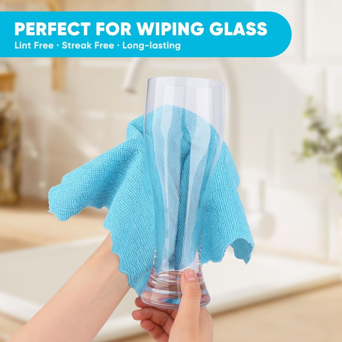 Microfiber Cleaning Cloth, 24 Pack Highly Absorbent Cleaning Rags, Household Cleaning Supplies, Reusable Microfiber Towels Lint Free Cloths for House, Kitchen, Car Care, 12X11 Inch