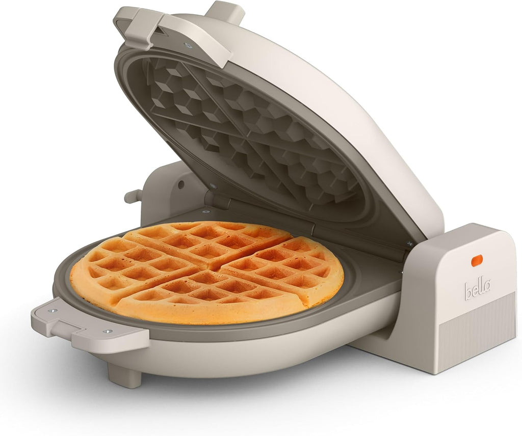 Flip-N-Store Waffle Maker with Evergood™ Ceramic Nonstick Coating, Fits-Anywhere™ Kitchenware, Power Indicator Light, Cool Touch Handle & Cord Wrap, 7” Wide & 1" Deep Plates, 1000 Watt, Oatmilk