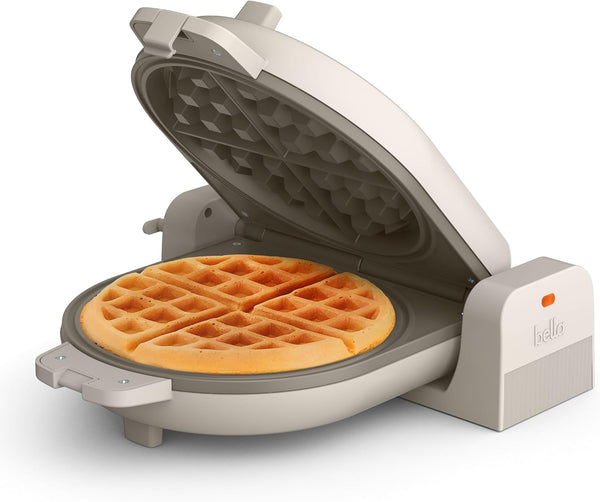 Flip-N-Store Waffle Maker with Evergood™ Ceramic Nonstick Coating, Fits-Anywhere™ Kitchenware, Power Indicator Light, Cool Touch Handle & Cord Wrap, 7” Wide & 1" Deep Plates, 1000 Watt, Oatmilk