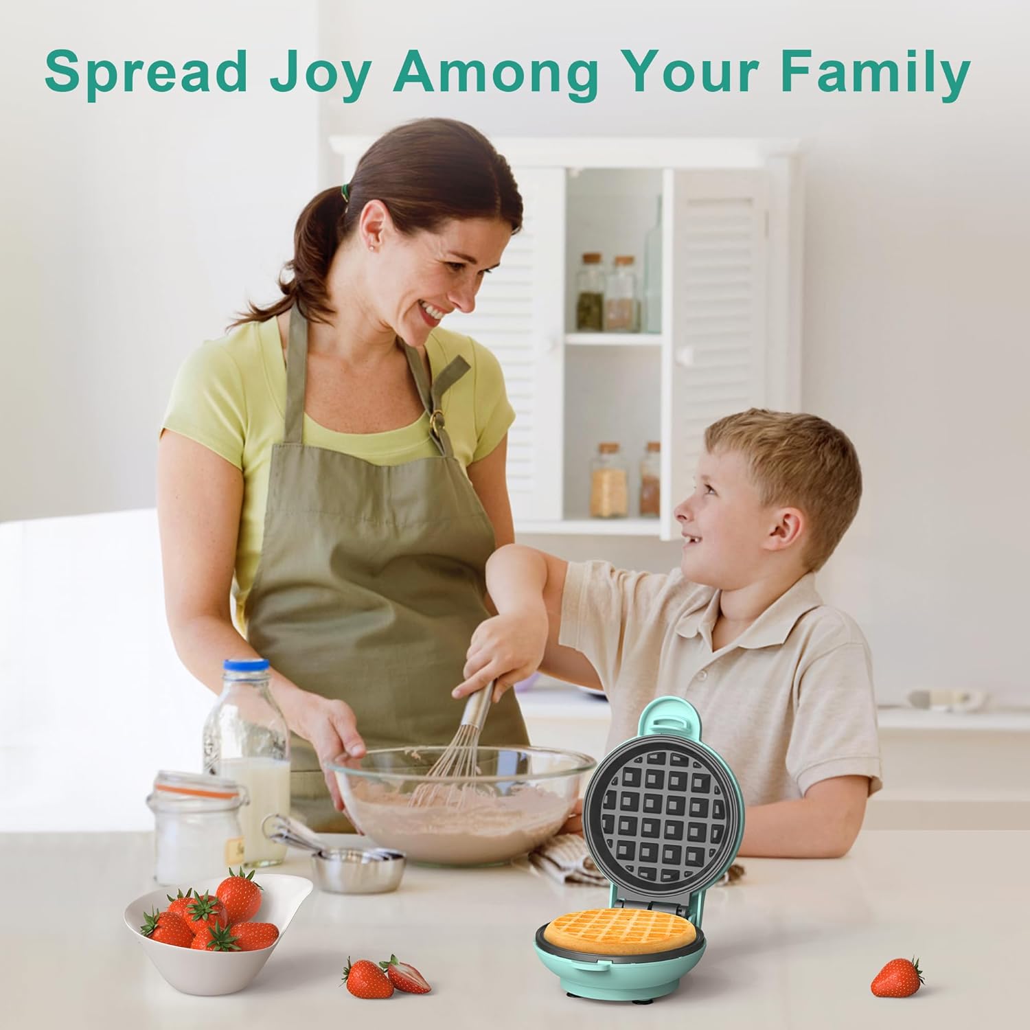 Mini Waffle Maker, 4" Chaffle Maker with Compact Design, Easy to Clean, Non-Stick Surface, Recipe Guide Included, Perfect for Breakfast, Dessert, Sandwich, or Other Snacks
