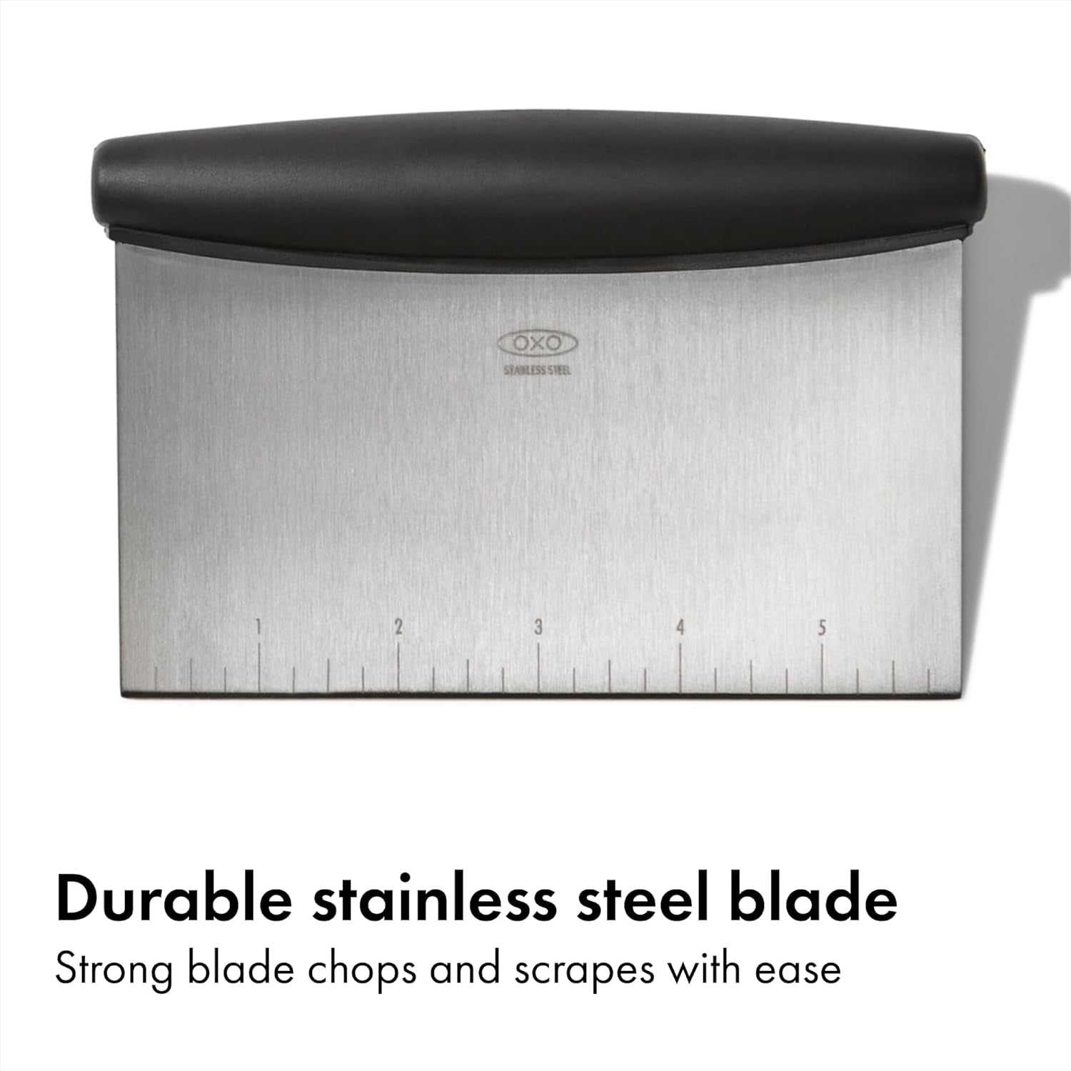 OXO Good Grips Stainless Steel Multi-Purpose Scraper & Chopper, Dough Cutter for Pizza, Bread and Cookie Dough, Multi-Purpose Vegetable Chopper, Dishwasher-Safe Kitchen Essential