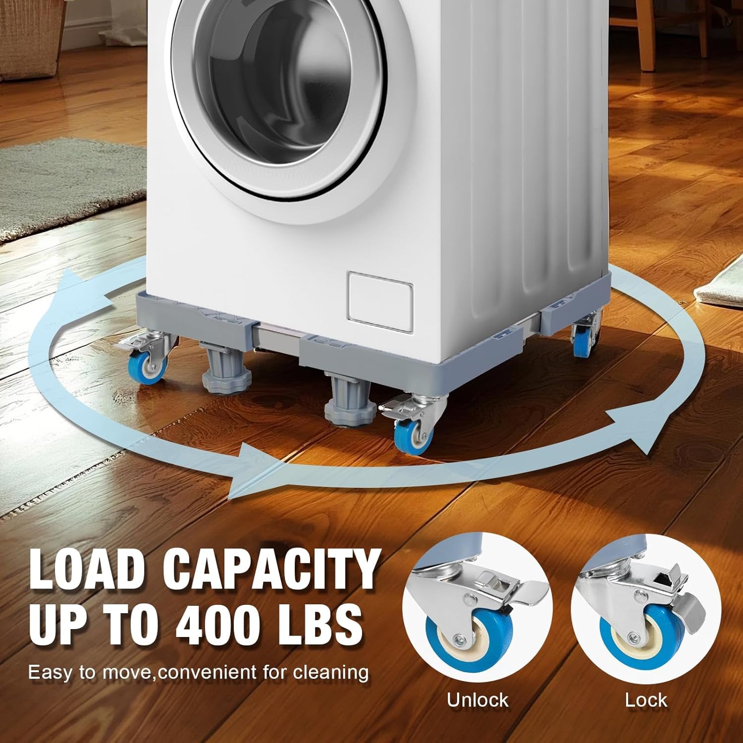 Adjustable Mini Fridge Stand: Mobile Appliance Dolly with 4 Locking Wheels, Universal Fit for Washing Machine, Refrigerator, Furniture - 600 Lbs Capacity