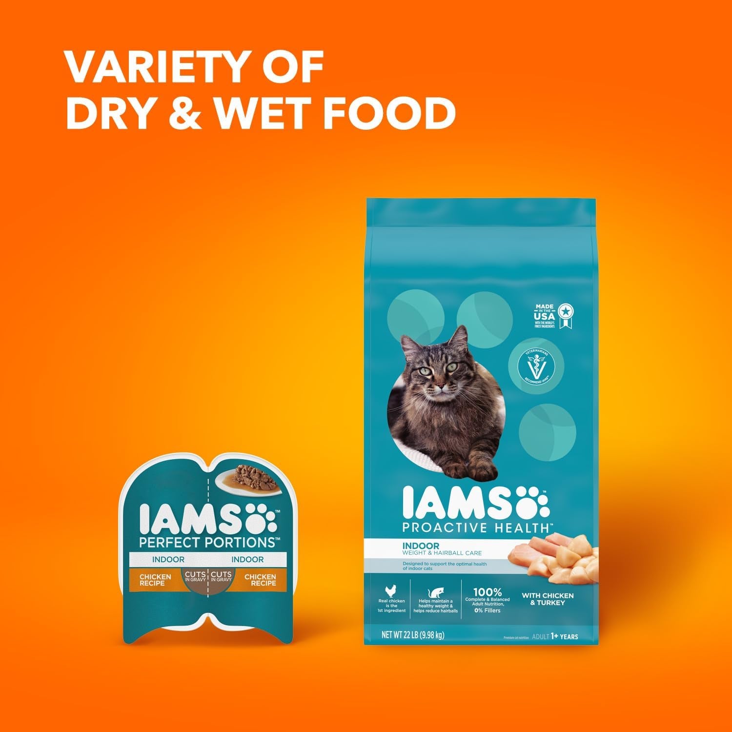 Proactive Health Dry Cat Food, Indoor Weight and Hairball Care Cat Food Dry Recipe, with Real Chicken in Every Bite, 22 Lb. Bag