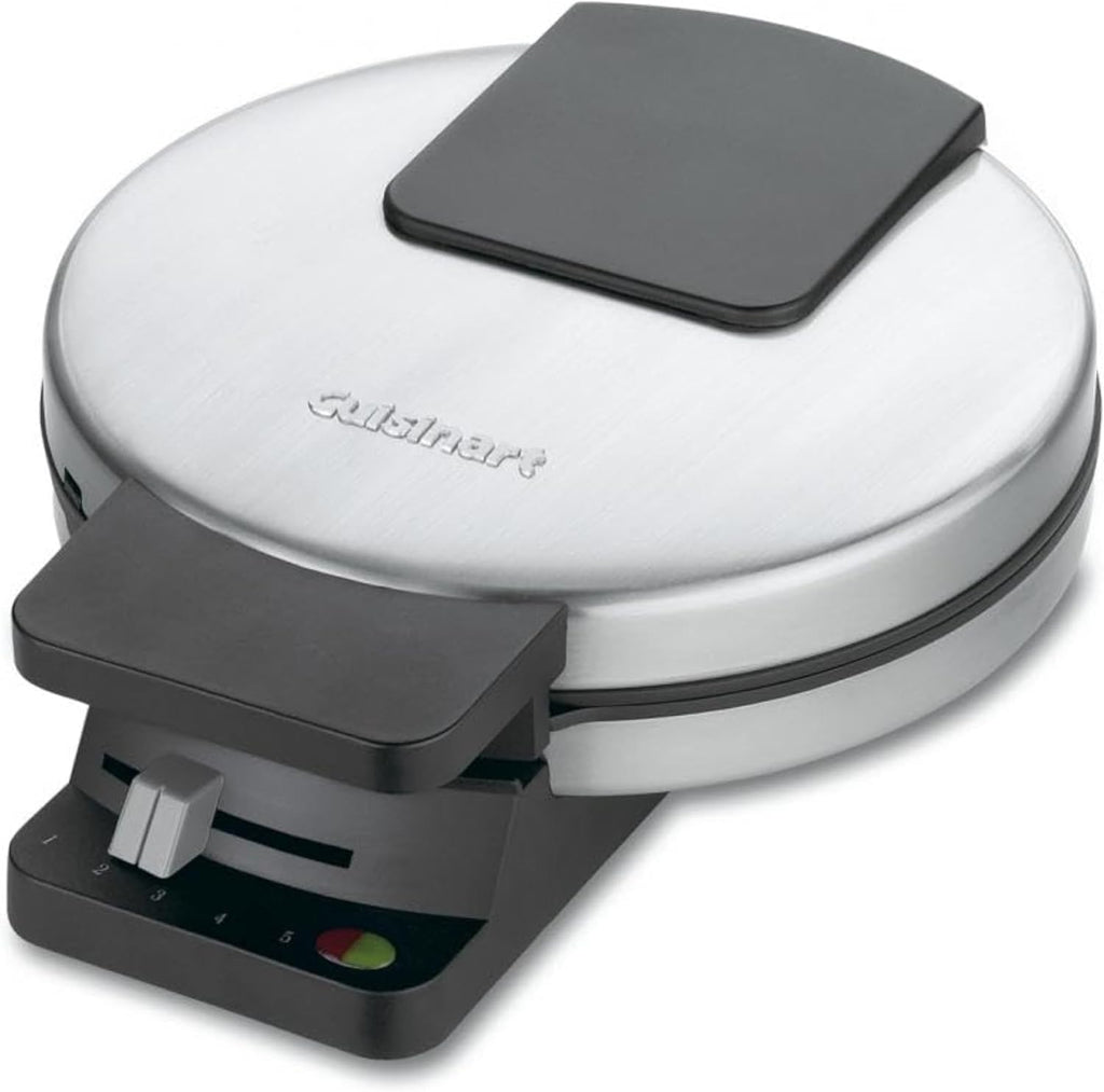 Waffle Maker, 1250W round Classic Waffle Iron, 5-Setting Adjustable Browning Control, WMR-CANAS, Brushed Stainless