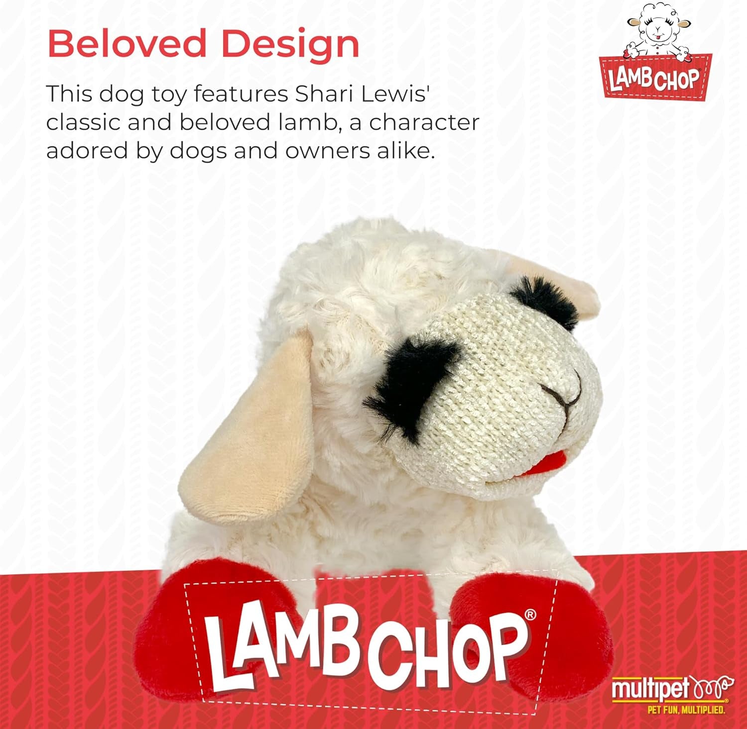 Lamb Chop Dog Plush Toy - Squeaky Toy for Small & Medium Dogs - Extra Soft Plush - Stuffed Animal for Cuddling & Playing (10", Cream, 5 Squeakers)