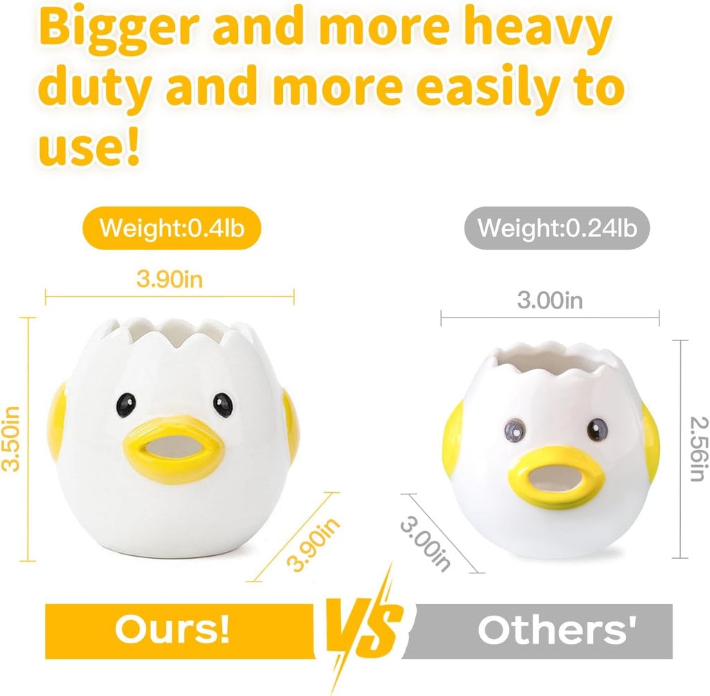 Luococo Cute Egg Separator, Ceramics Vomiting Chicken Egg Yolk White Separator, Practical Household Small Egg Filter Splitter, Kitchen Gadget Baking Assistant Tool, Dishwasher Safe (Yellow)