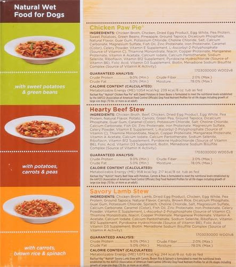Rachael Ray Premium Natural Wet Dog Food, Savory Favorites Variety Pack, 8 Ounce Tub (Pack of 6)