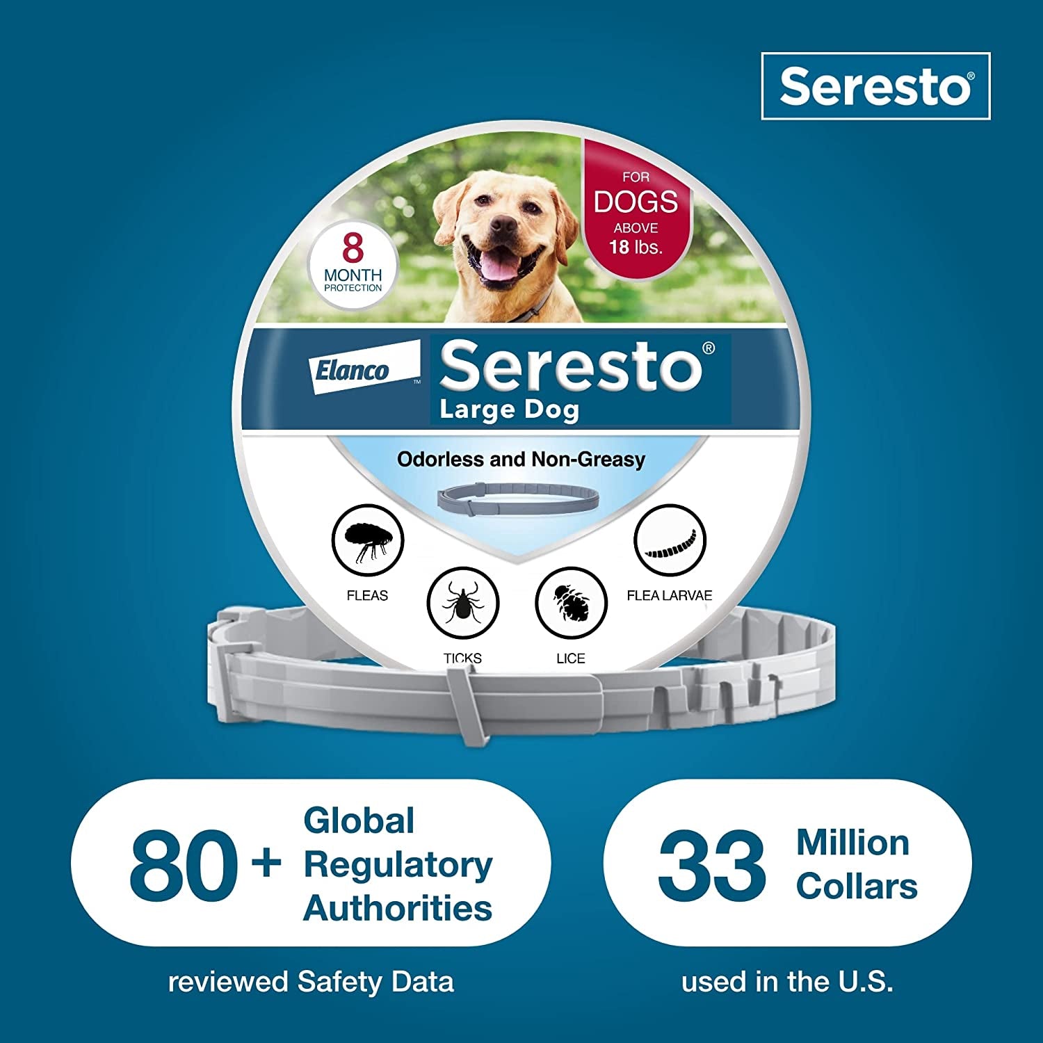 Seresto Flea & Tick Collar for Dogs over 18 Lbs., Treatment & Prevention, Vet-Recommend, 8 Month Protection
