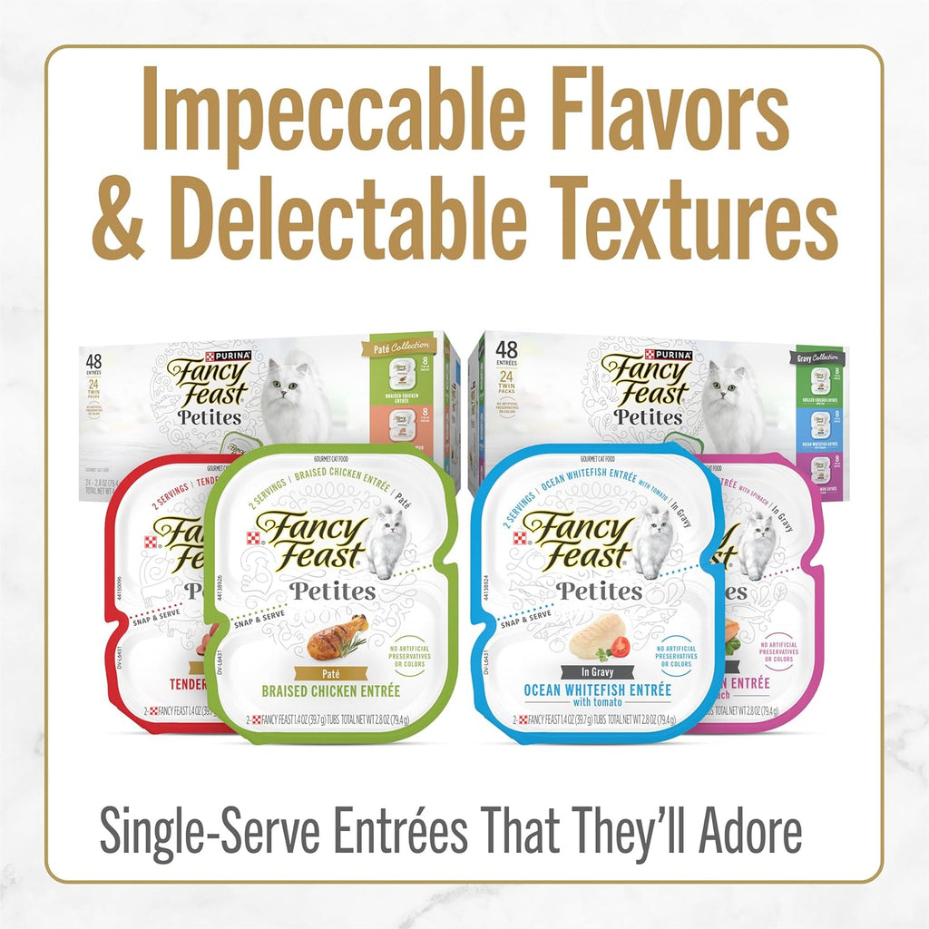 Purina  Gourmet Wet Cat Food Variety Pack, Petites Gravy Collection, Break-Apart Tubs, 48 Servings - (Pack of 24) 2.8 Oz. Tubs