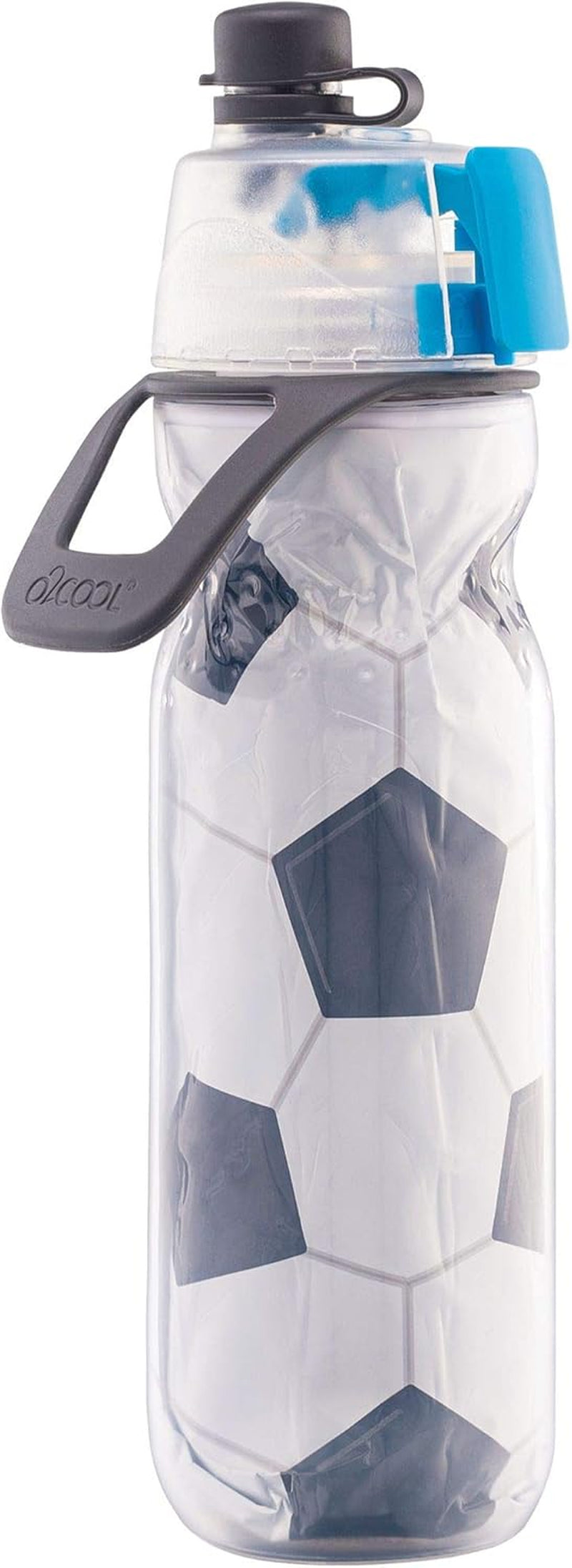Mist 'N Sip Misting Water Bottle 2-In-1 Mist and Sip Function with No Leak Pull Top Spout Reusable Sports Water Bottle - 20 Oz (Soccer)