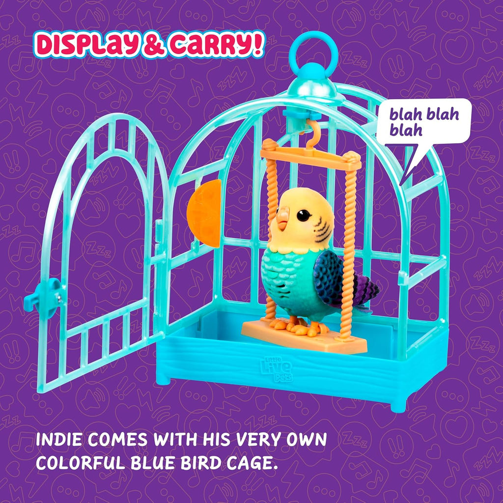 My Really Real Talking Bird Toy & Cage - Indie, Interactive Voice Repeating Toy, 20+ Sounds & Reactions, Talking Toys for Kids 5-7