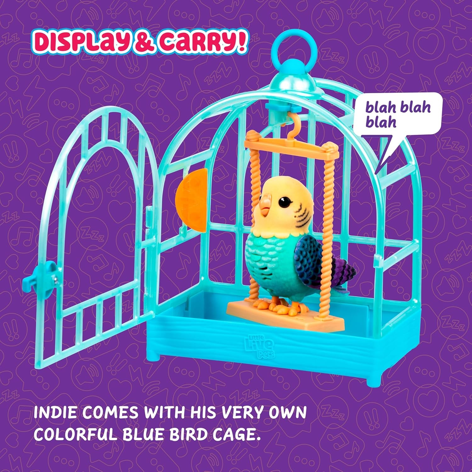 My Really Real Talking Bird Toy & Cage - Indie, Interactive Voice Repeating Toy, 20+ Sounds & Reactions, Talking Toys for Kids 5-7