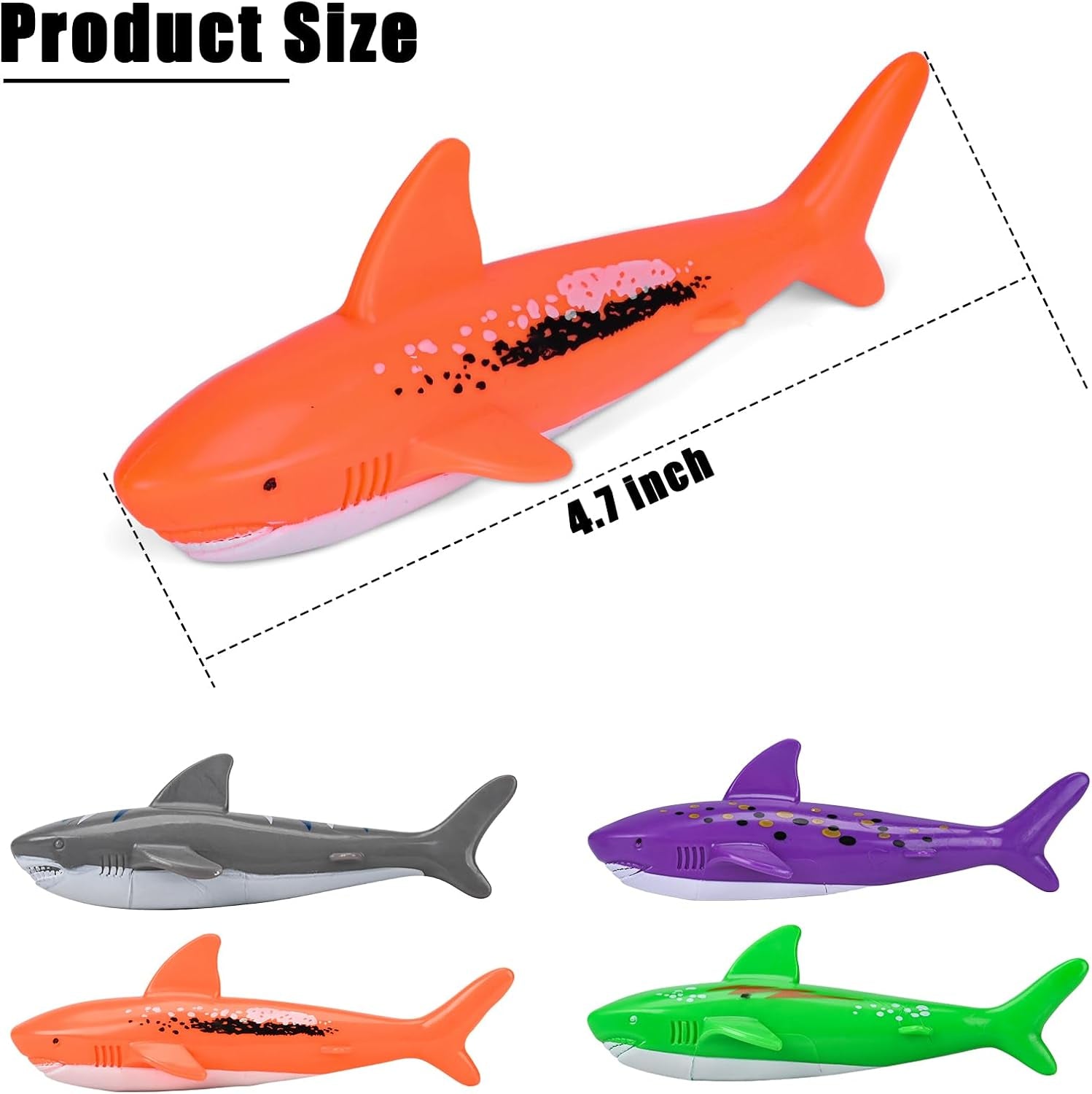 Diving Pool Toy Underwater Swimming Throwing Diving Torpedo Shark,4 Pack