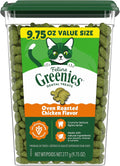 Greenies Cat Treats, Feline Veterinarian-Recommended Adult Natural Dental Cat Treats, Oven Roasted Chicken Flavor, 9.75 Oz. Tub