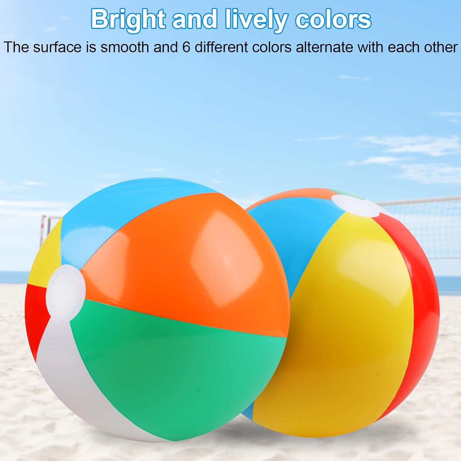 2 Pack Beach Balls, 20 Inch Beach Balls, Rainbow Color Pool Toys Pool Balls for Swimming Pool, Beach Toys Inflatable Ball for Summer Parties and Water Games