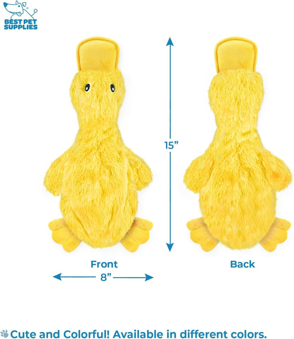 Interactive Squeaky Dog Chew Toy, Ideal Dog Toys for Chewers, Small, Medium & Large Dogs, and Fetch Lovers - Crinkle Duck (Yellow), Large