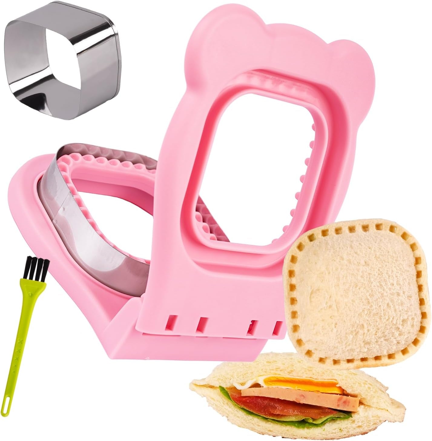 Uncrustables Sandwich Maker Sealer Cutter, Crustless Sandwich Cutter, PB&J Uncrustable Maker - Color Pink, Square Shape