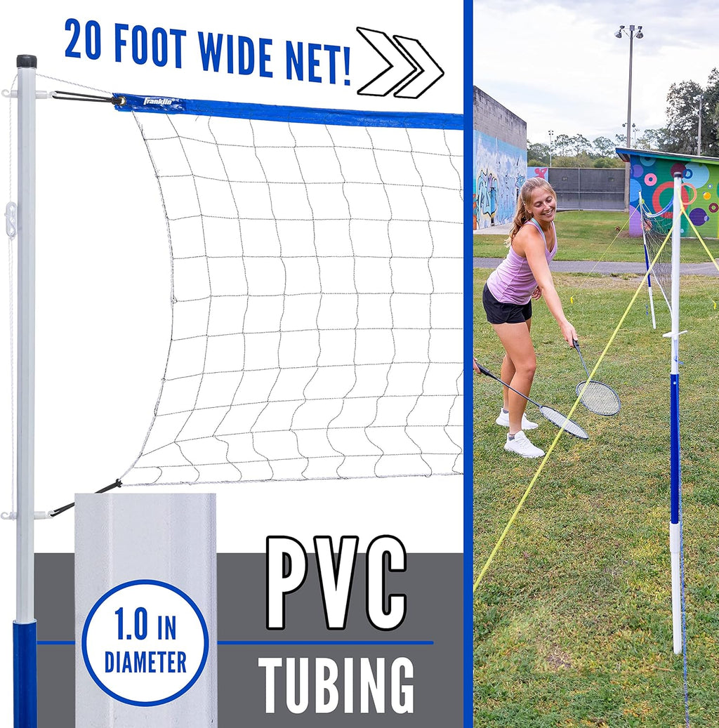 Franklin Sports Badminton Set - Portable Badminton Set - Adult and Kids Badminton Net - Perfect Backyard/Lawn Game - Includes 4 Badminton Racquets - Recreational