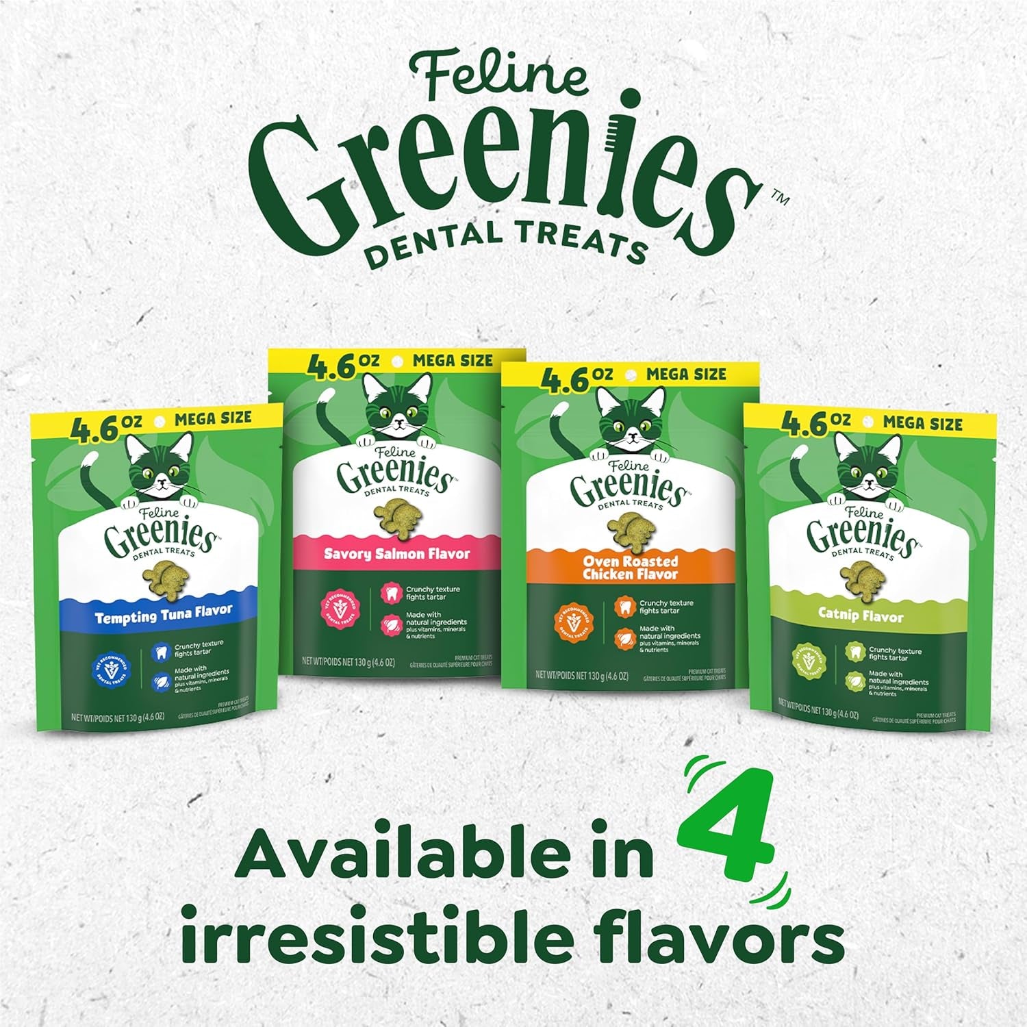 Greenies Cat Treats, Feline Veterinarian-Recommended Adult Natural Dental Cat Treats, Oven Roasted Chicken Flavor, 9.75 Oz. Tub