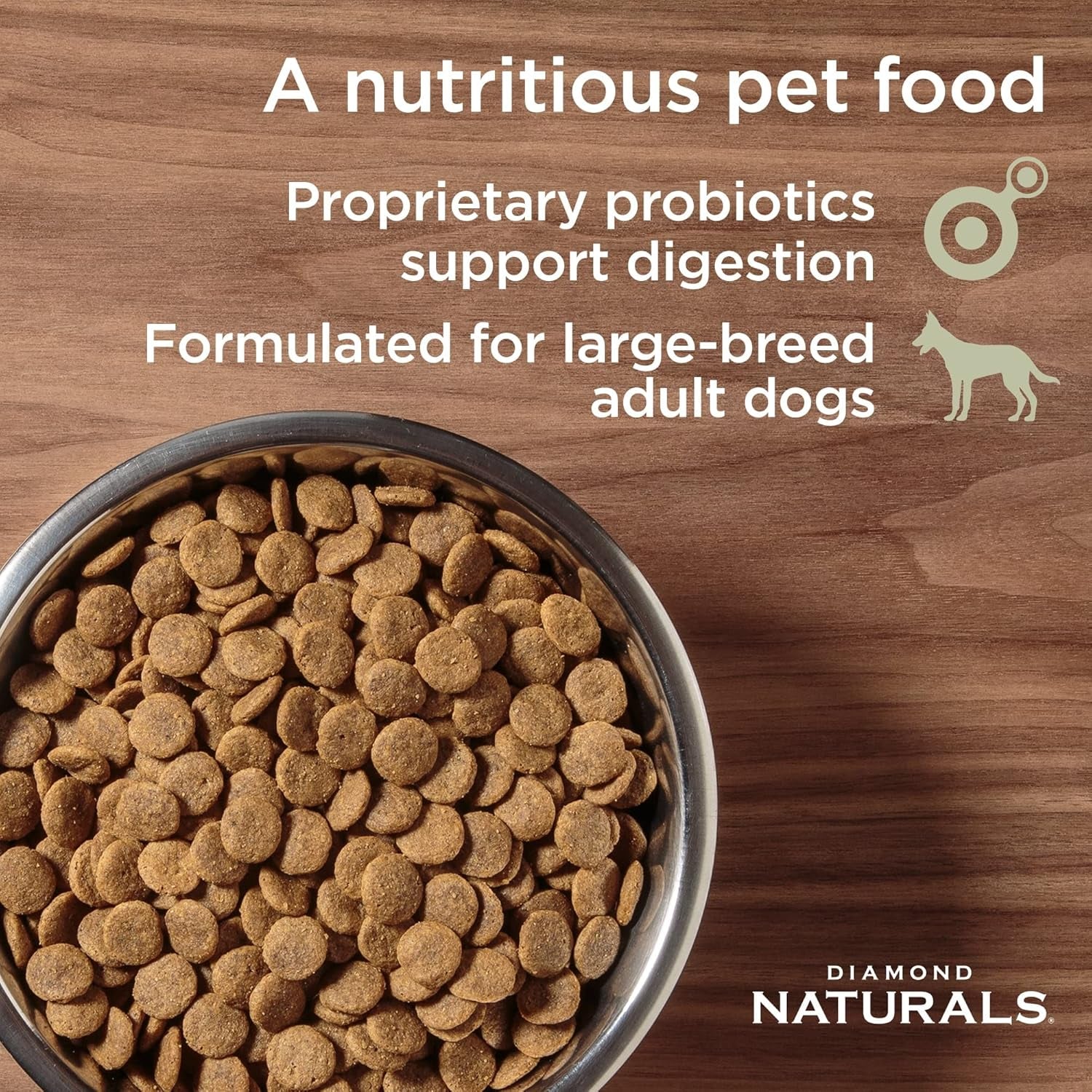 Large Breed Adult Dry Dog Food Chicken and Rice Formula with Protein from Real Chicken, Probiotics and Essential Nutrients to Support Balanced and Overall Health in Adult Dogs 40Lb