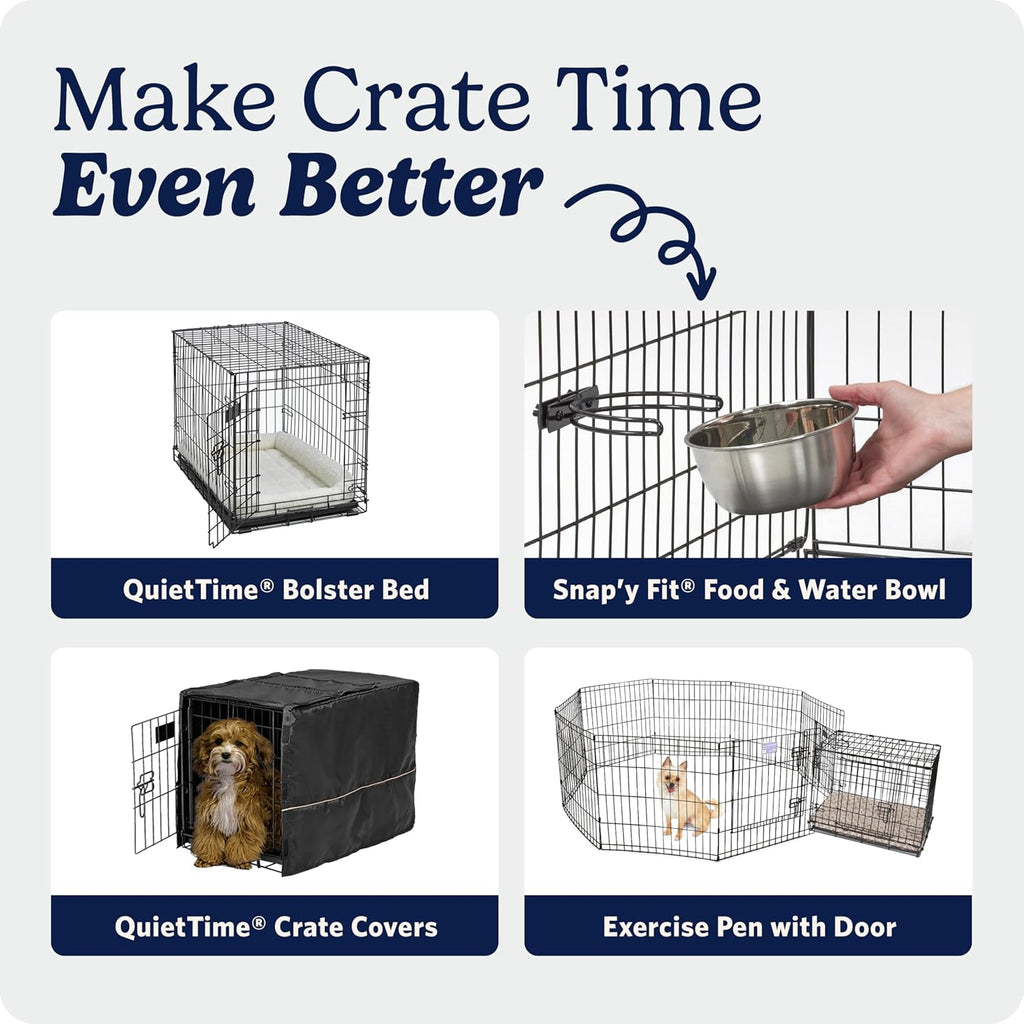 24-Inch Icrate for Small Breeds, 12-20 Lbs, Single Door Folding Dog Crate with Divider Panel, Leak-Proof Tray & Secure Latch, Portable, Durable & Easy to Assemble