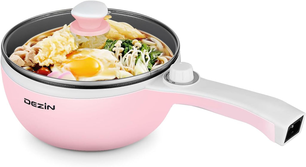 Hot Pot Electric Upgraded, Non-Stick Sauté Pan, Rapid Noodles Electric Pot, 1.5L Mini Portable Hot Pot for Steak, Egg, Fried Rice, Ramen, Oatmeal, Soup with Power Adjustment