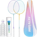 Badminton Rackets Set for Backyards, Badminton Set, Includ 2/4 Rackets, 6/12 Birdies, 1 Carrying Bag, Outdoor Game for Adult Family Beginner