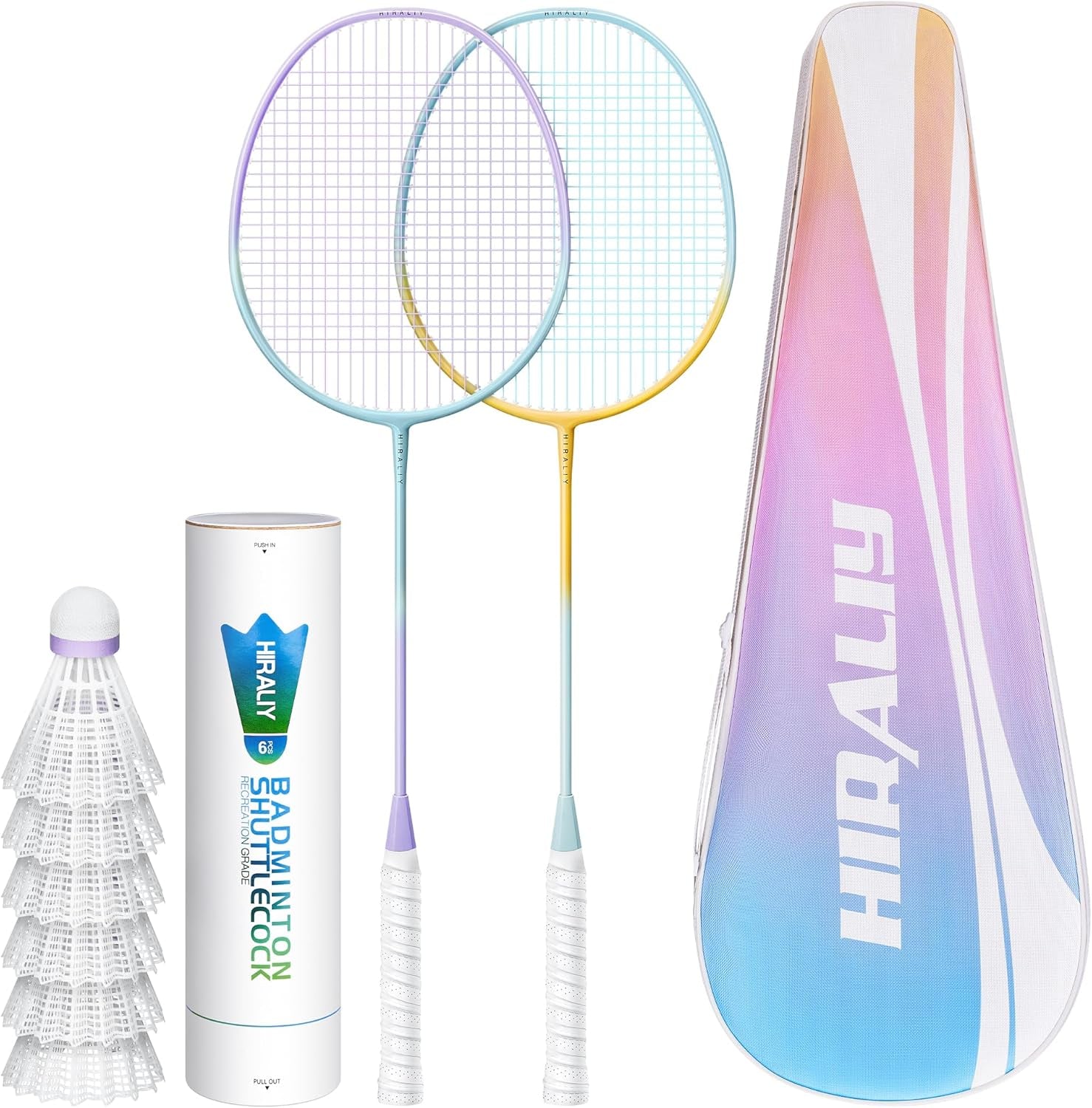 Badminton Rackets Set for Backyards, Badminton Set, Includ 2/4 Rackets, 6/12 Birdies, 1 Carrying Bag, Outdoor Game for Adult Family Beginner