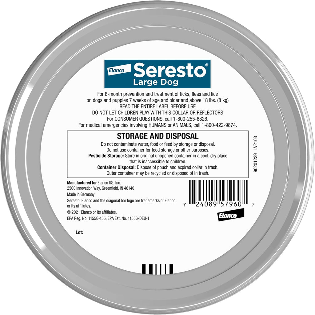 Seresto Flea & Tick Collar for Dogs over 18 Lbs., Treatment & Prevention, Vet-Recommend, 8 Month Protection