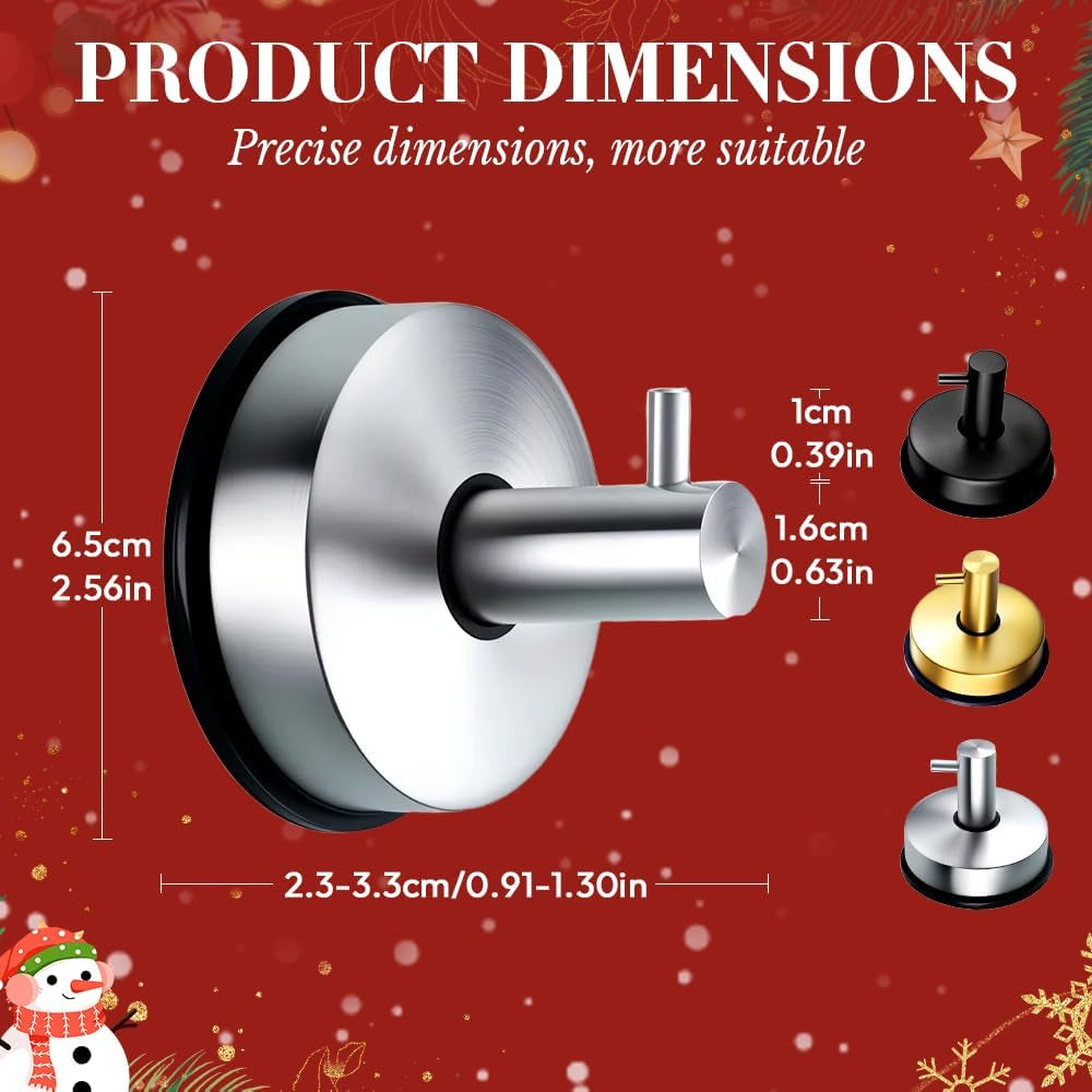 2PCS Suction Cup Hooks for Door Wreaths on Glass Suction Cup Hooks for Shower,2026 Hanging Towels for Window Door Bathroom Mirrors Christmas,Wreath Hanger Holder for Daily Use (Gold-2Pc)