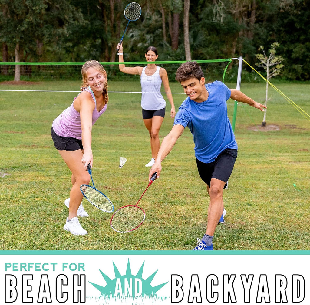 Franklin Sports Badminton Racket + Birdie Set - Replacement Badminton Equipment for Kids + Adults - 2 Player - 4 Player Badminton Racket Sets