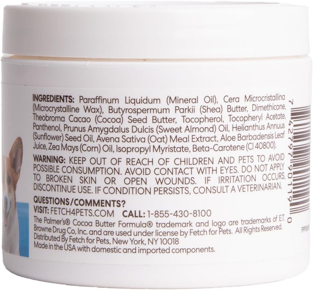 for Pets Cocoa Butter Paw Pad and Nose Balm for Dogs, Fragrance Free Dog Skin Soother with Vitamin E for Dry Paws and Noses, Plant Based Formula, 3.5 Oz